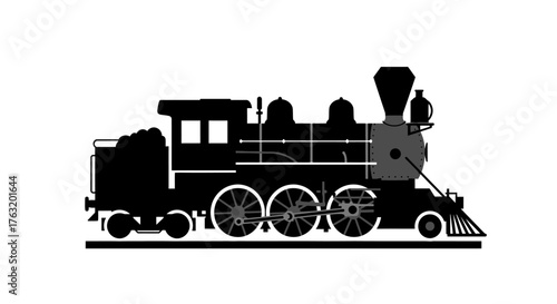 Classic steam locomotive silhouette powerful historic train symbol transportation vintage railroad engine industrial revolution iconic machine isolated on white background