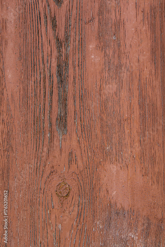 Close up of rustic brown wooden texture featuring detailed grain patterns and natural imperfections. Ideal for backgrounds, design elements, or vintage decorative surfaces with organic character.