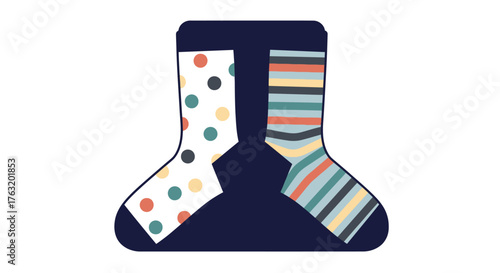 Colorful patterned socks displayed standing up fashionable footwear accessories for modern style and comfort isolated on white background