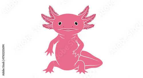 Charming pink axolotl character cute amphibian drawing for children's books and nature enthusiasts adorable aquatic animal isolated on white background