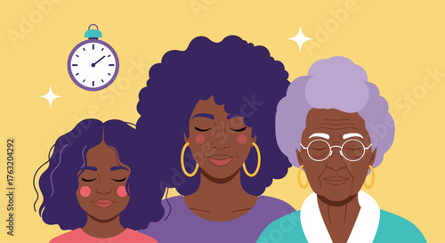Three Generations of Black Women A Daughter Mother and Grandmother.