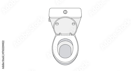 Top view of a clean white toilet with the lid open.