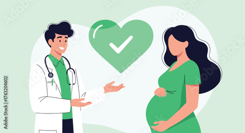 Doctor providing prenatal care and consultation to a pregnant woman.