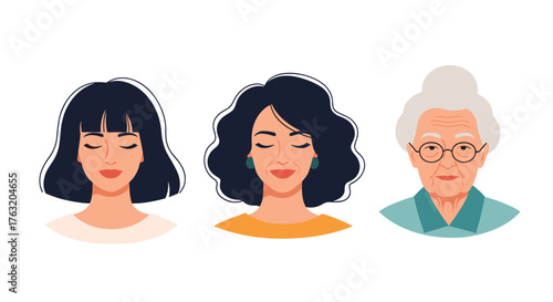 Illustrations of Women at Different Stages of Life.