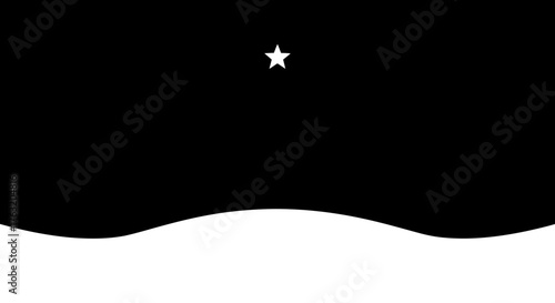 Lone star shining bright above snowy landscape under starry night sky abstract art isolated on white background