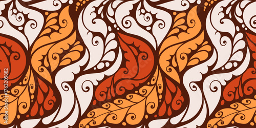 White Orange Ornamental Seamless Background