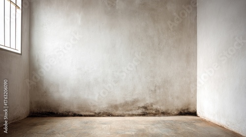 Bare room with dirty walls and a barred window reveals a grim interior.
