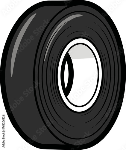 Stylized Black Vinyl Record with Grooves and White Label Detail