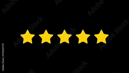 Wallpaper Mural Five yellow stars arranged in a horizontal line on a black background five stars star rating Torontodigital.ca