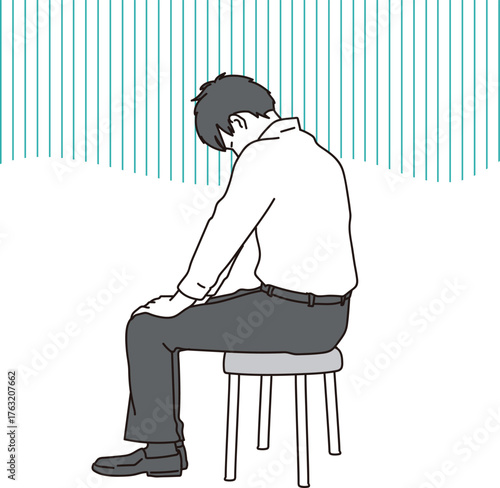 がっくりと落ち込む男子高校生のイラスト素材