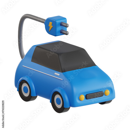 3d blue electric car