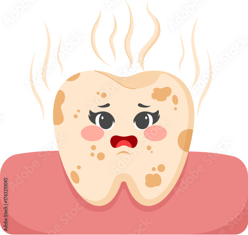 Cartoon Illustration of Tooth with Bad Breath