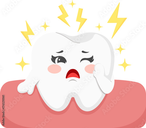 Cartoon Tooth Character Experiencing Pain Illustration