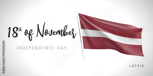 Latvia independence day vector banner, greeting card