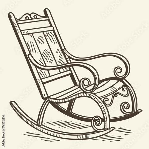 Vector art of antique rocking chair art