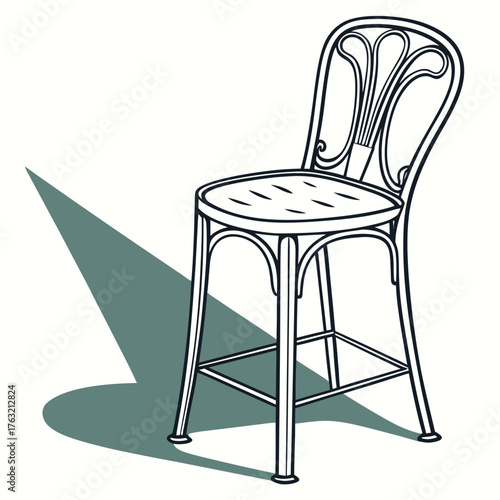 Vector art of bar stool drawing