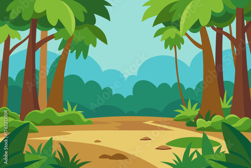 A simple cartoon of a tropical rainforest floor vector illustration