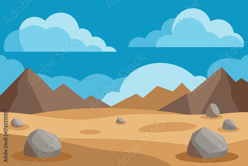 A simple cartoon of a tundra plain with rocks vector illustration