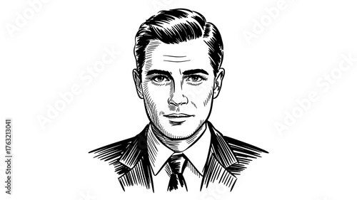 a man in a suit with short, styled hair, looking directly at the viewer with confidence and poise.