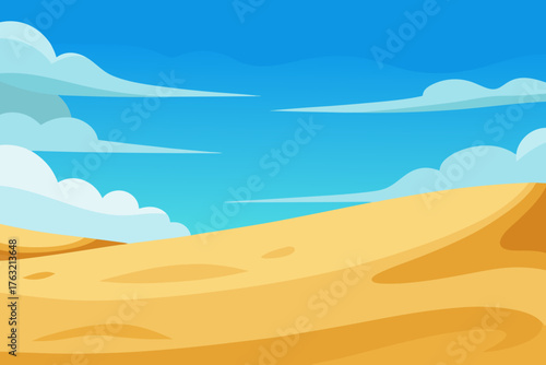 A scenic cartoon scene of a windy beach with dunes vector illustration