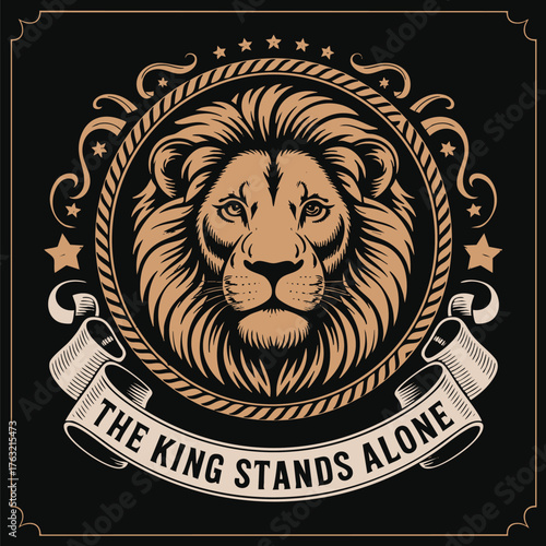 Majestic lion illustration with detailed mane and fierce gaze