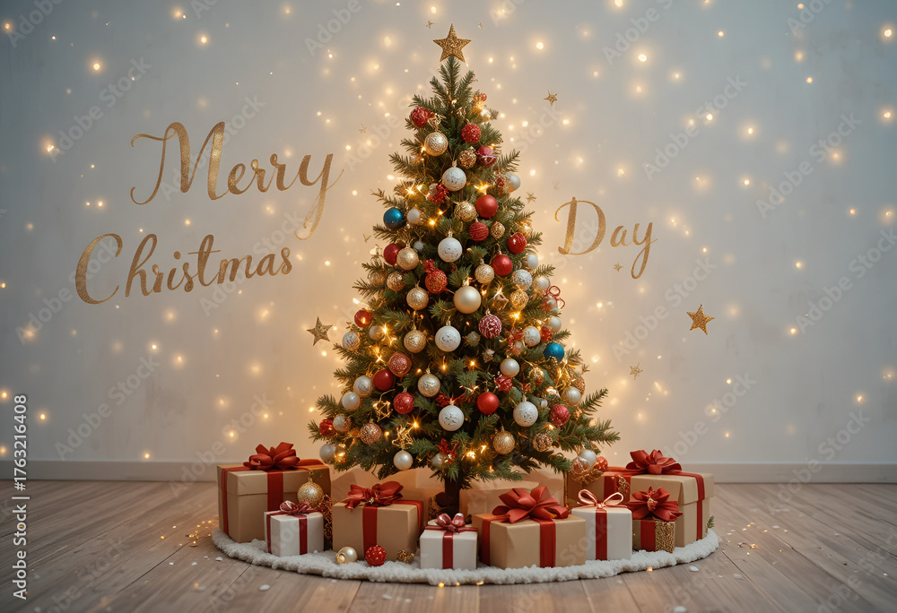 Obraz premium Merry Christmas Day with tree decoration