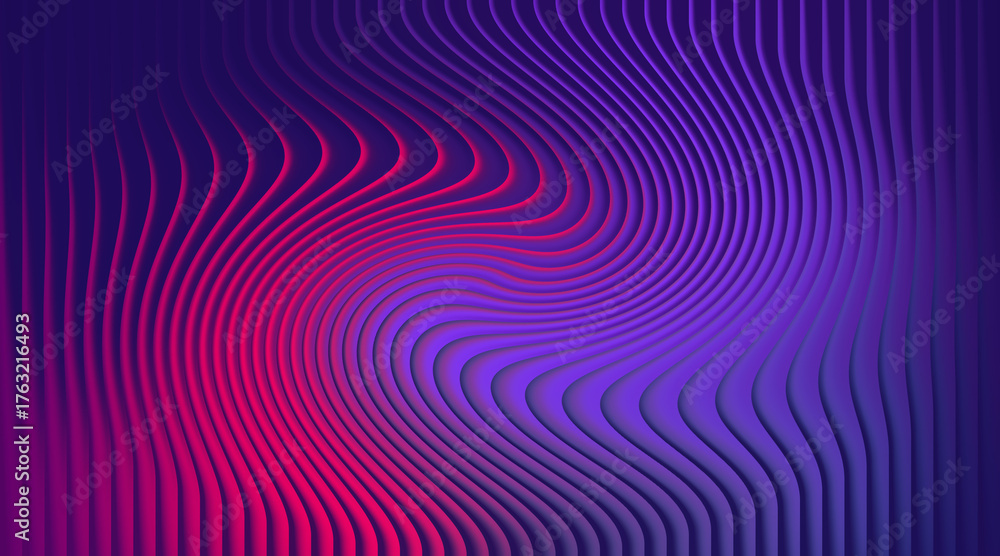 Obraz premium Abstract wavy lines background with purple and pink gradient and swirl