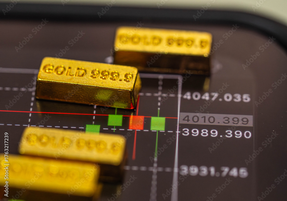 Obraz premium Gold Bars and Financial Chart — Investment and Market Price Concept 