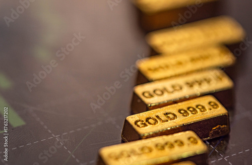 Gold Bars and Financial Chart — Investment and Market Price Concept	