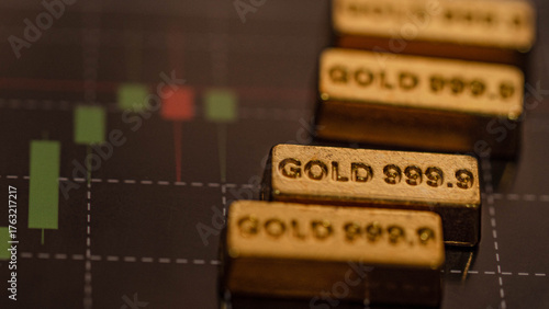 Gold Bars and Financial Chart — Investment and Market Price Concept	