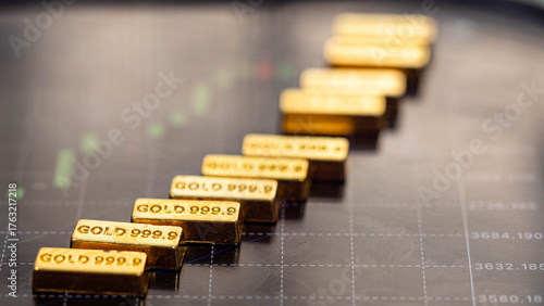 Gold Bars and Financial Chart — Investment and Market Price Concept	