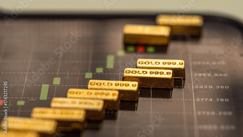 Gold Bars and Financial Chart — Investment and Market Price Concept	