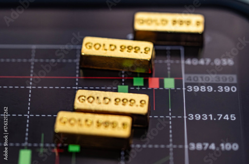 Gold Bars and Financial Chart — Investment and Market Price Concept	