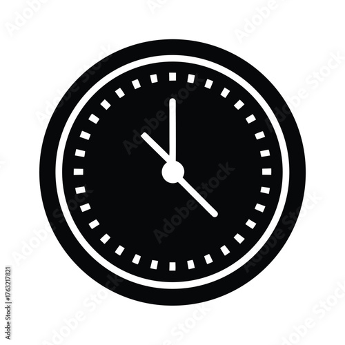 Flat Style Clock With Clean Face Icon