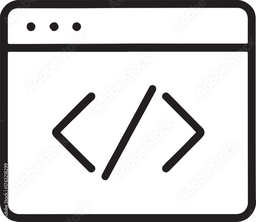 Code Window Icon: A simple yet effective icon of a code window, featuring code symbols, ready for various digital concepts.