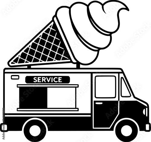 Ice cream truck serving refreshing ice cream cones and frozen desserts
