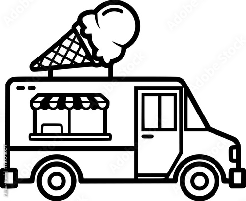 Ice cream truck serving refreshing ice cream cones and frozen desserts

