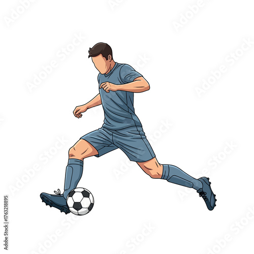 Dynamic soccer player kicks ball with intense motion blur, capturing the thrill of the game and athletic pursuit