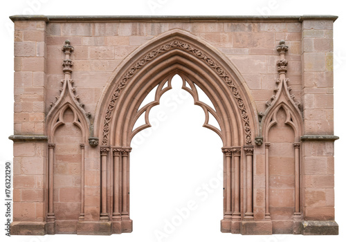 Obraz na płótnie Isolated Gothic sandstone archway for design element, entry, or architectural fe