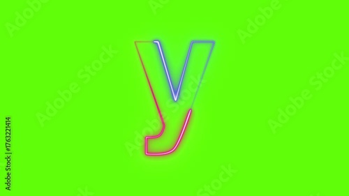 alphabet y neon light with background greenscreen
