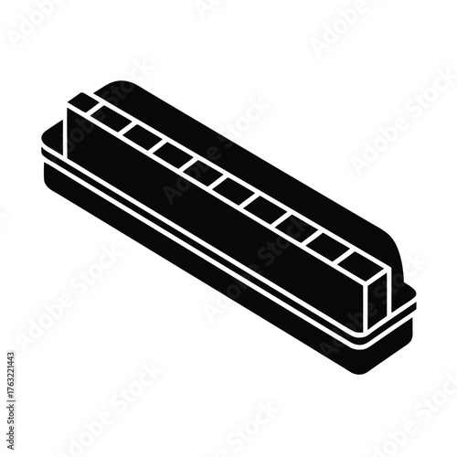 Flat Vector Icon Of Blues Harmonica Instrument