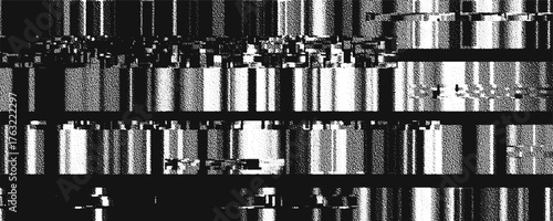 Glitch background. VHS grunge texture with noise effect and pixelation. Analog video digital errors. Retro pixel backdrop. Vector illustration.