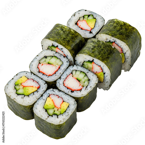 California Roll Sushi Pieces Transparent Background PNG Japanese Food Photography