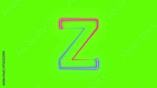 alphabet capital Z neon light with background greenscreen