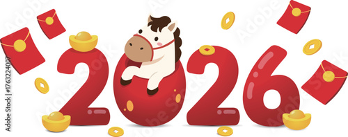2026 Year of the Horse festive font design