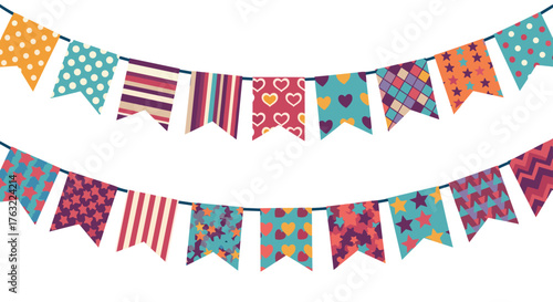 Colorful Bunting Flags for Festive Celebrations and Parties.