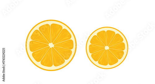 Two Slices of Fresh Orange Fruit Isolated on White Background.