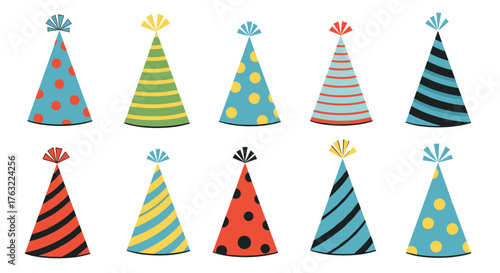 Colorful Party Hats Collection for Celebrations and Festive Occasions.