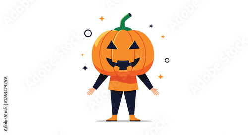 Person in Pumpkin Costume Celebrating Halloween.