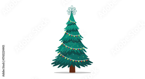 Festive Christmas Tree Adorned with Sparkling Lights and Ornaments.